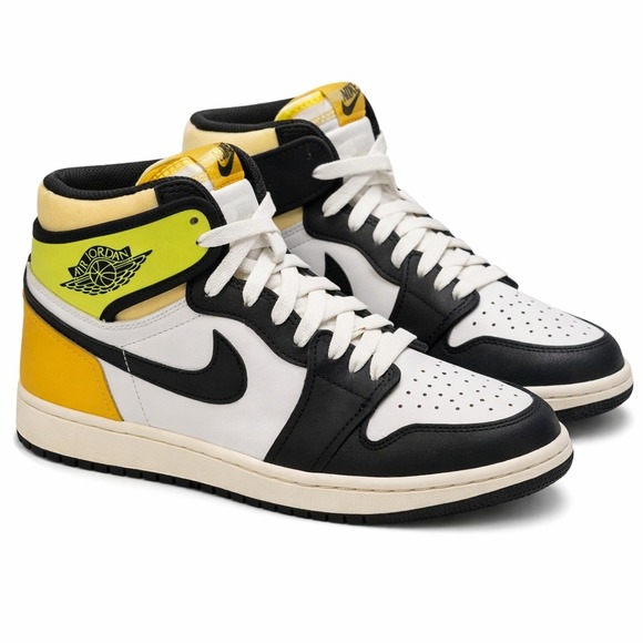 Nike Other - Nike Air Jordan 1 Retro High OG Volt Gold 555088-118 Mens Sneakers White Black